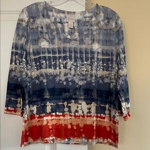 Chico's Multicolor Tie-Dye 3/4 Length Sleeve Top